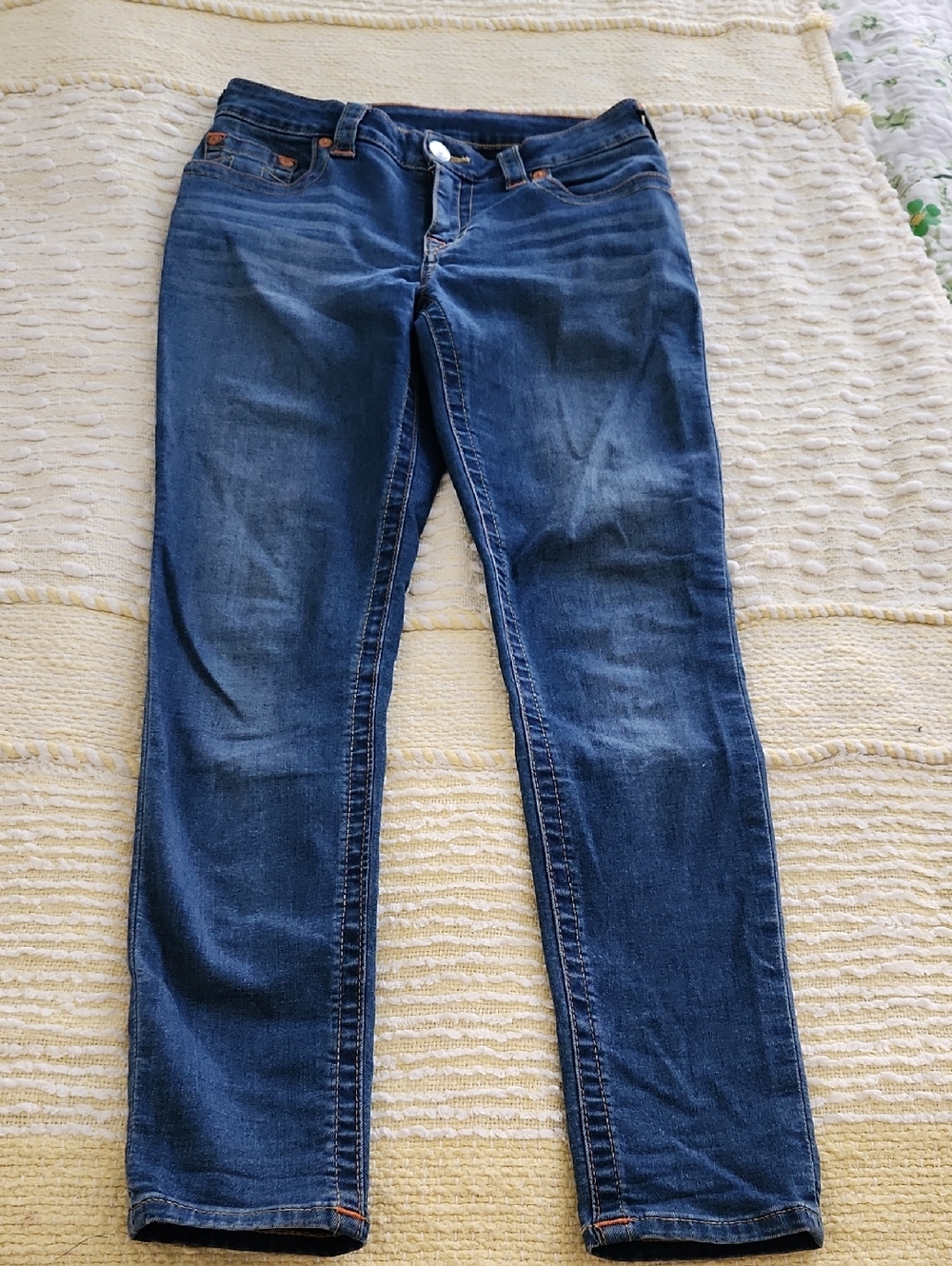 True Religion Jennie  Dark Blue Mid Rise Super Skinny Jeans